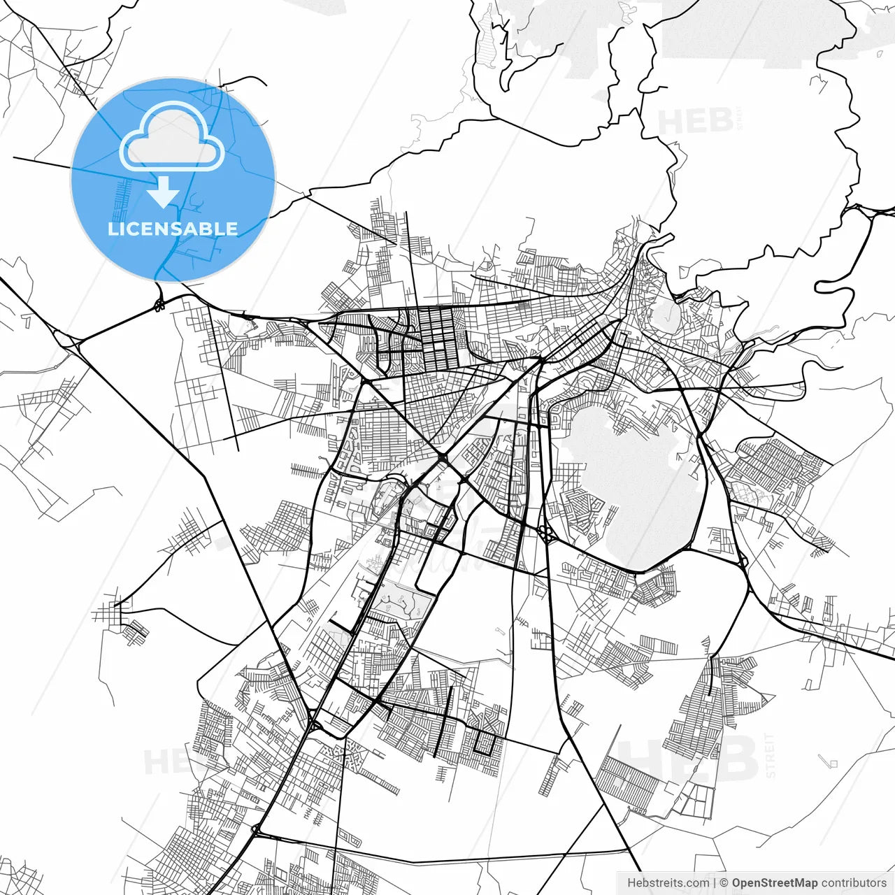 Vector PDF map of Pachuca, Mexico