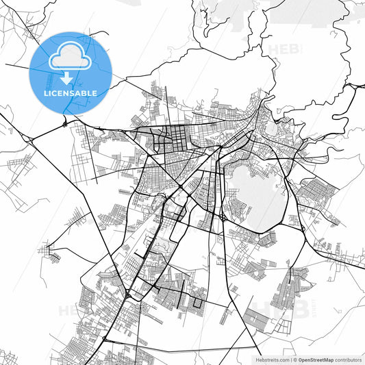 Vector PDF map of Pachuca, Mexico