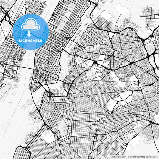 Vector PDF map of New York City, NYC, United States