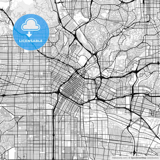 Vector PDF map of Los Angeles, California, United States