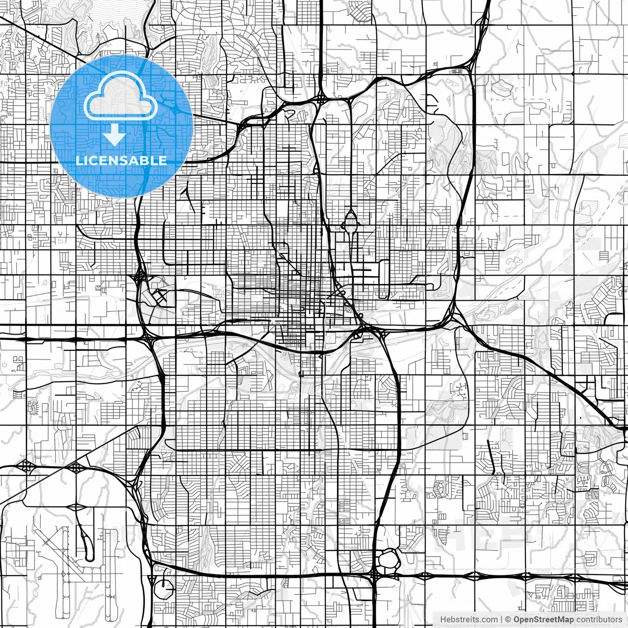 Vector PDF map of Oklahoma City, Oklahoma, United States