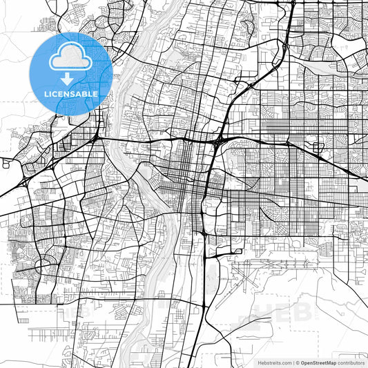 Vector PDF map of Albuquerque, New Mexico, United States