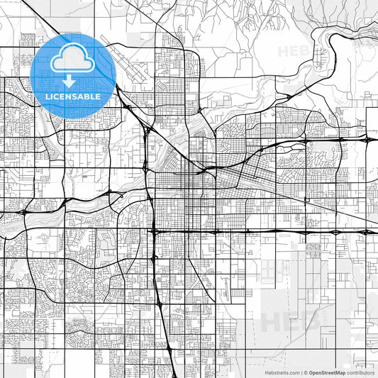 Vector PDF map of Bakersfield, California, United States