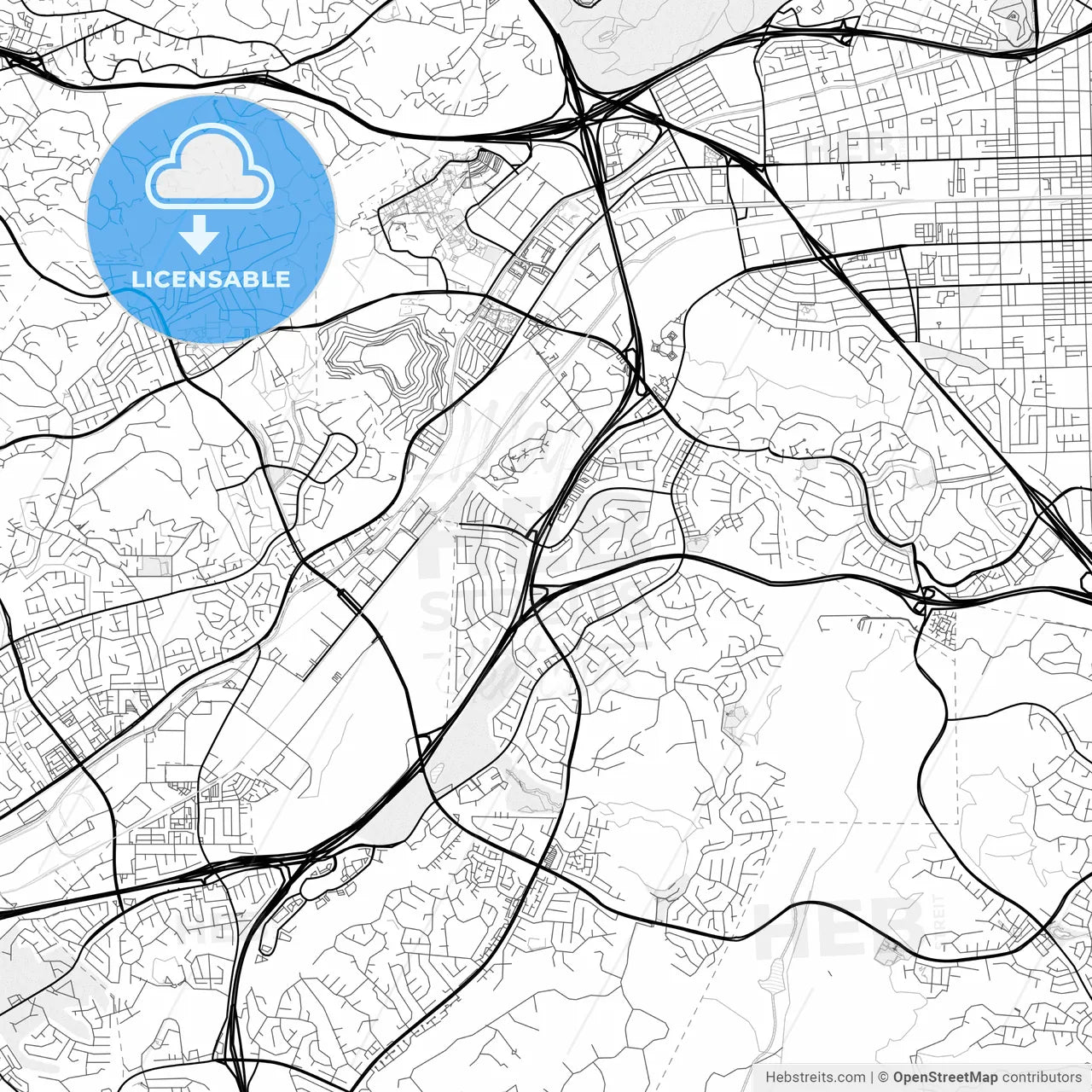 Vector PDF map of Diamond Bar, California, United States