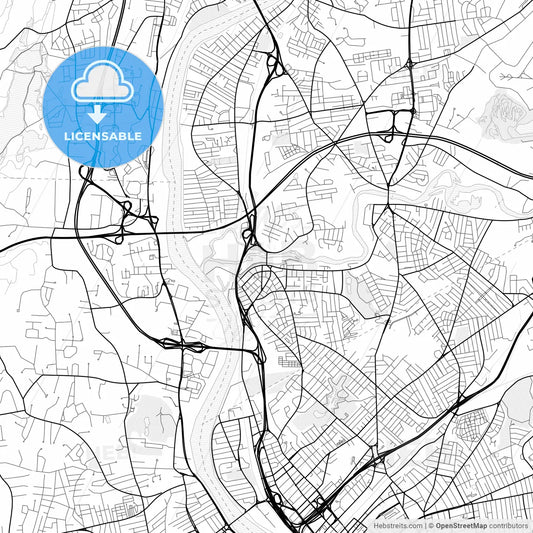 Vector PDF map of Chicopee, Massachusetts, United States