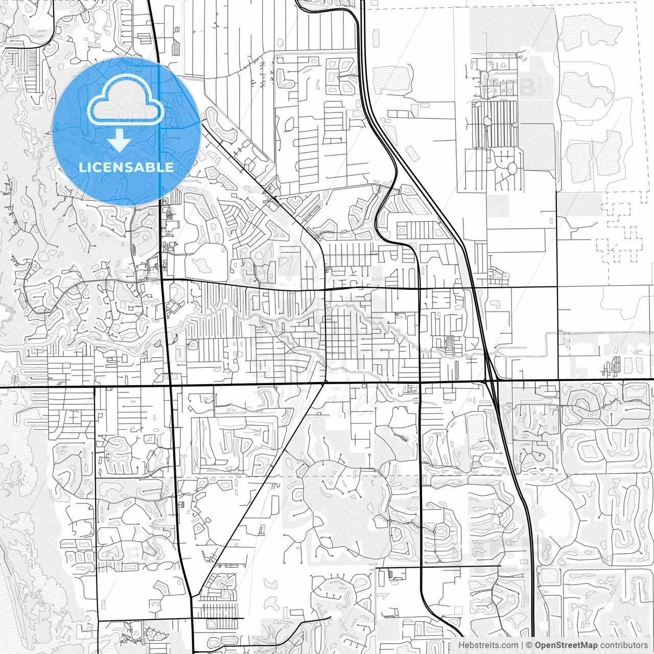 Vector PDF map of Bonita Springs, Florida, United States