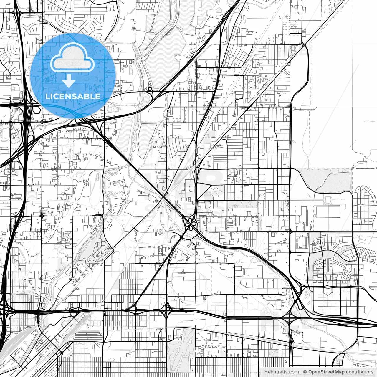 Vector PDF map of Commerce City, Colorado, United States