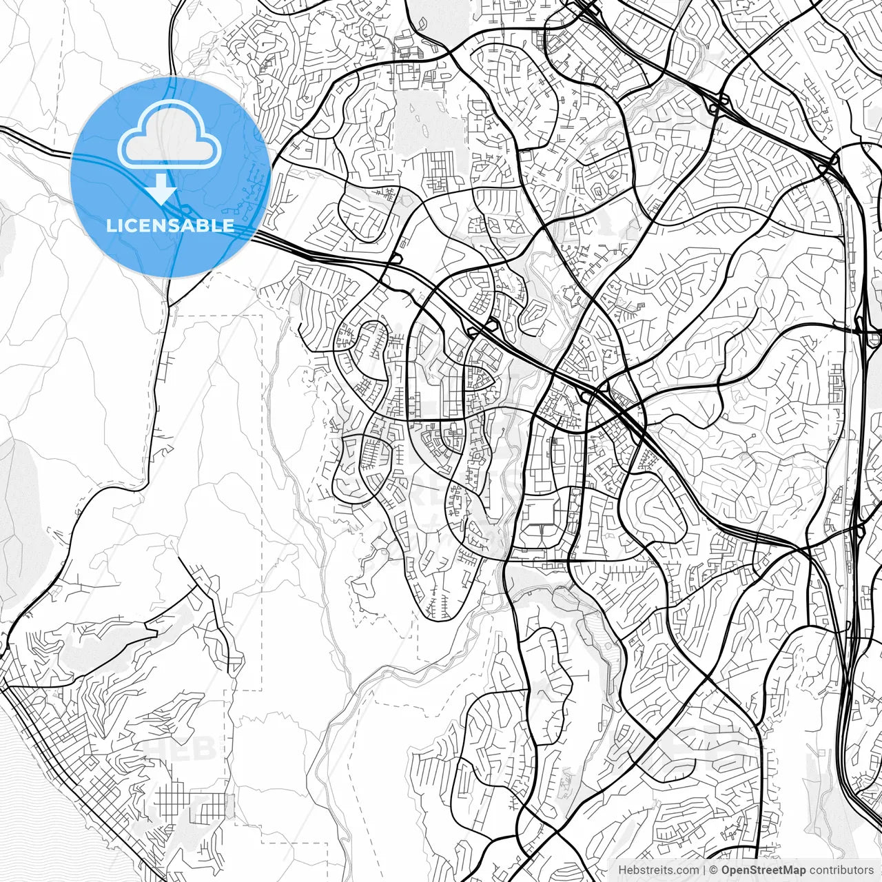 Vector PDF map of Aliso Viejo, California, United States