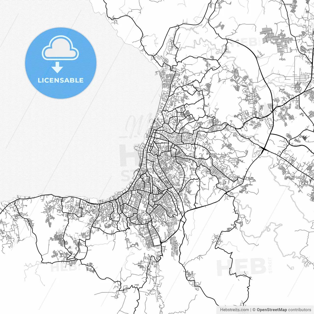 Vector PDF map of Manado, Indonesia