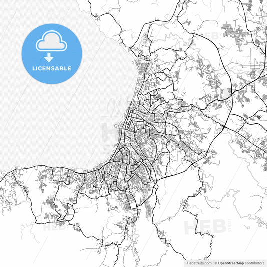 Vector PDF map of Manado, Indonesia