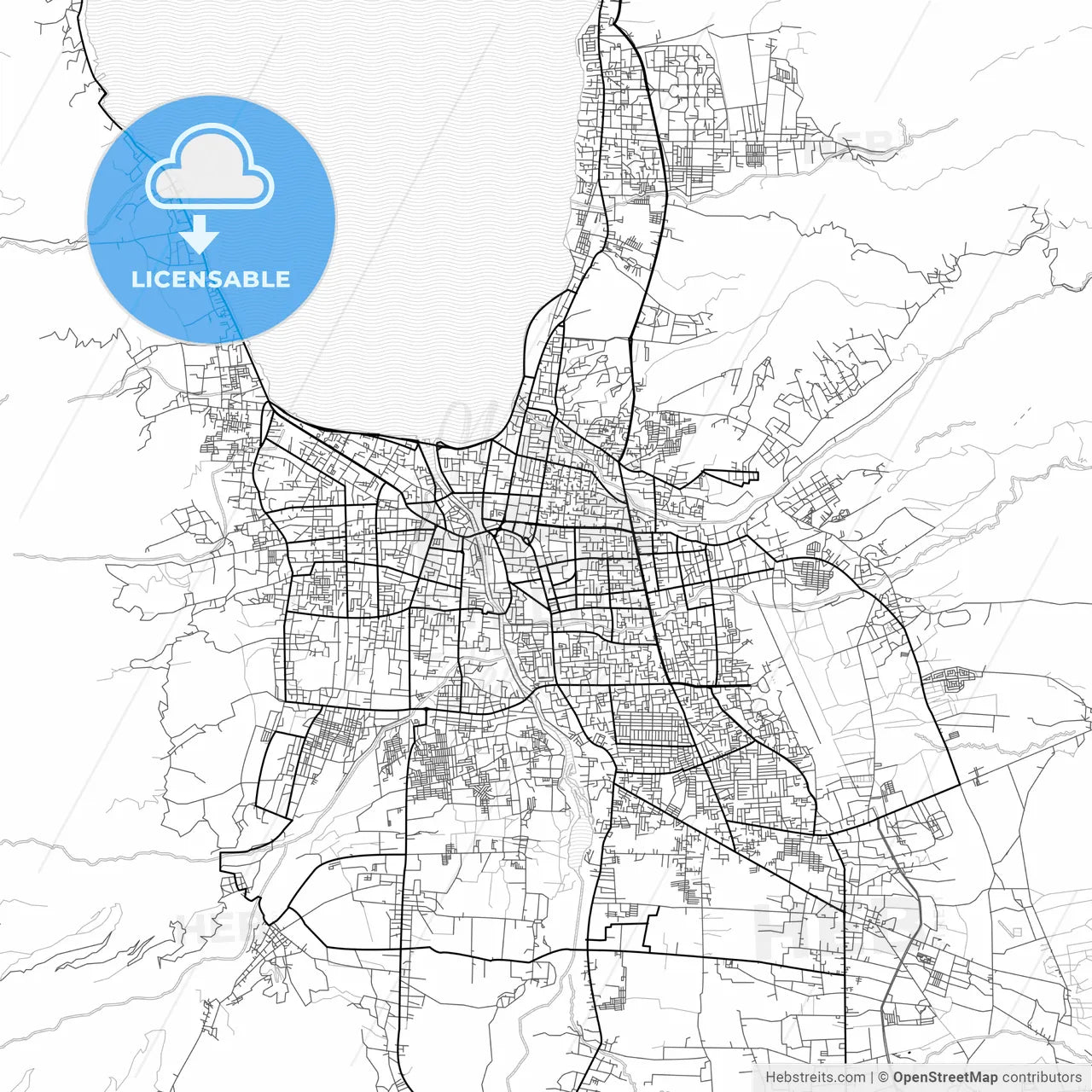 Vector PDF map of Palu, Indonesia