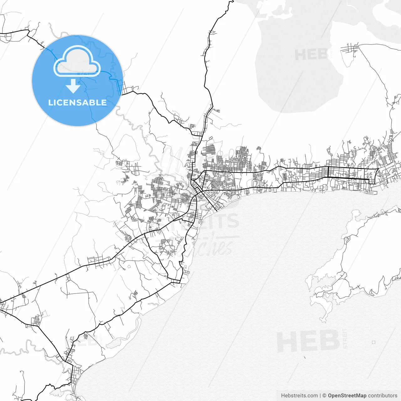 Vector PDF map of Bitung, Indonesia