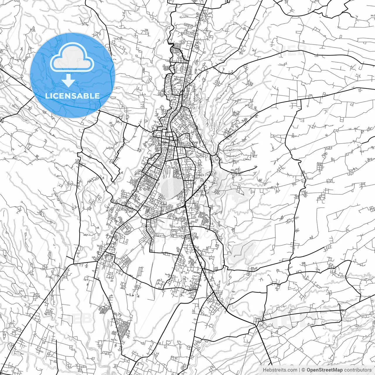 Vector PDF map of Magelang, Indonesia
