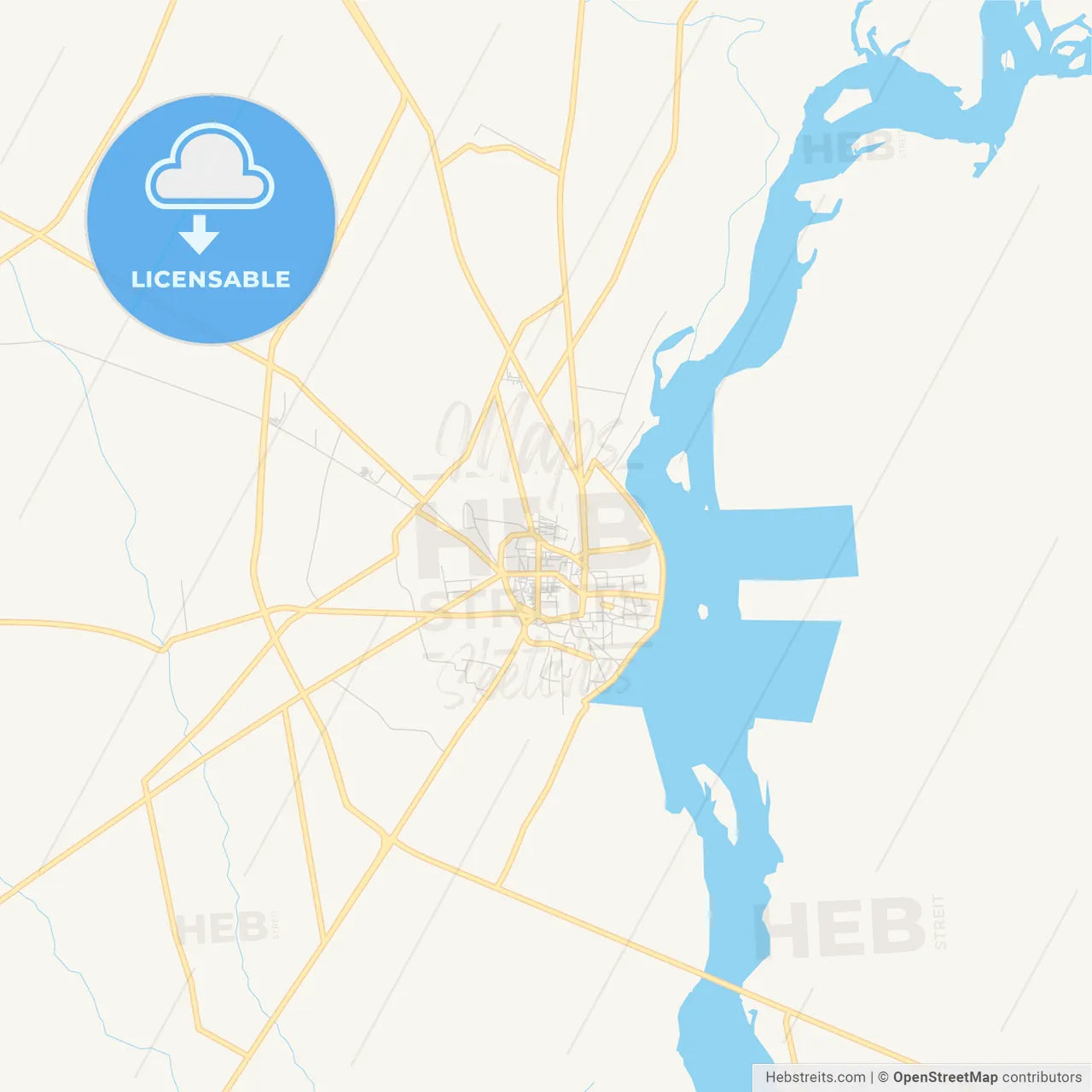 Printable street map of Dera Ismail Khan, Pakistan