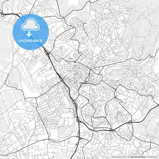 Vector PDF map of Liberec, Czechia
