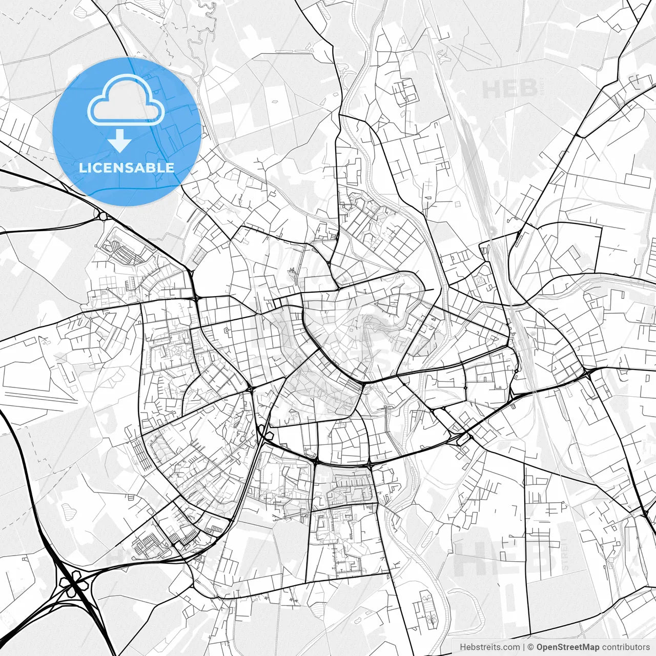 Vector PDF map of Olomouc, Czechia