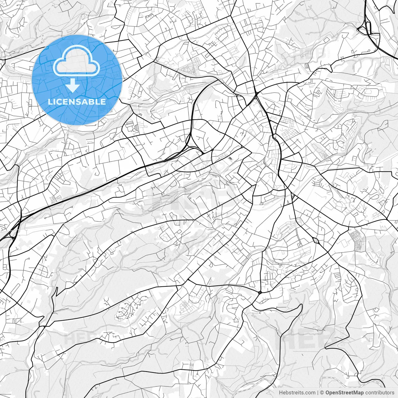 Vector PDF map of Solingen, Germany