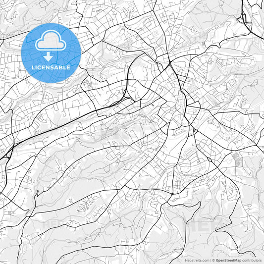 Vector PDF map of Solingen, Germany
