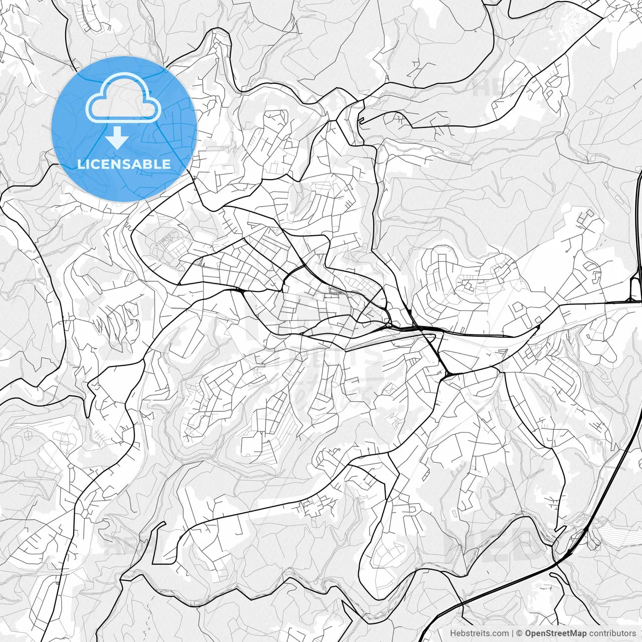 Vector PDF map of Remscheid, Germany