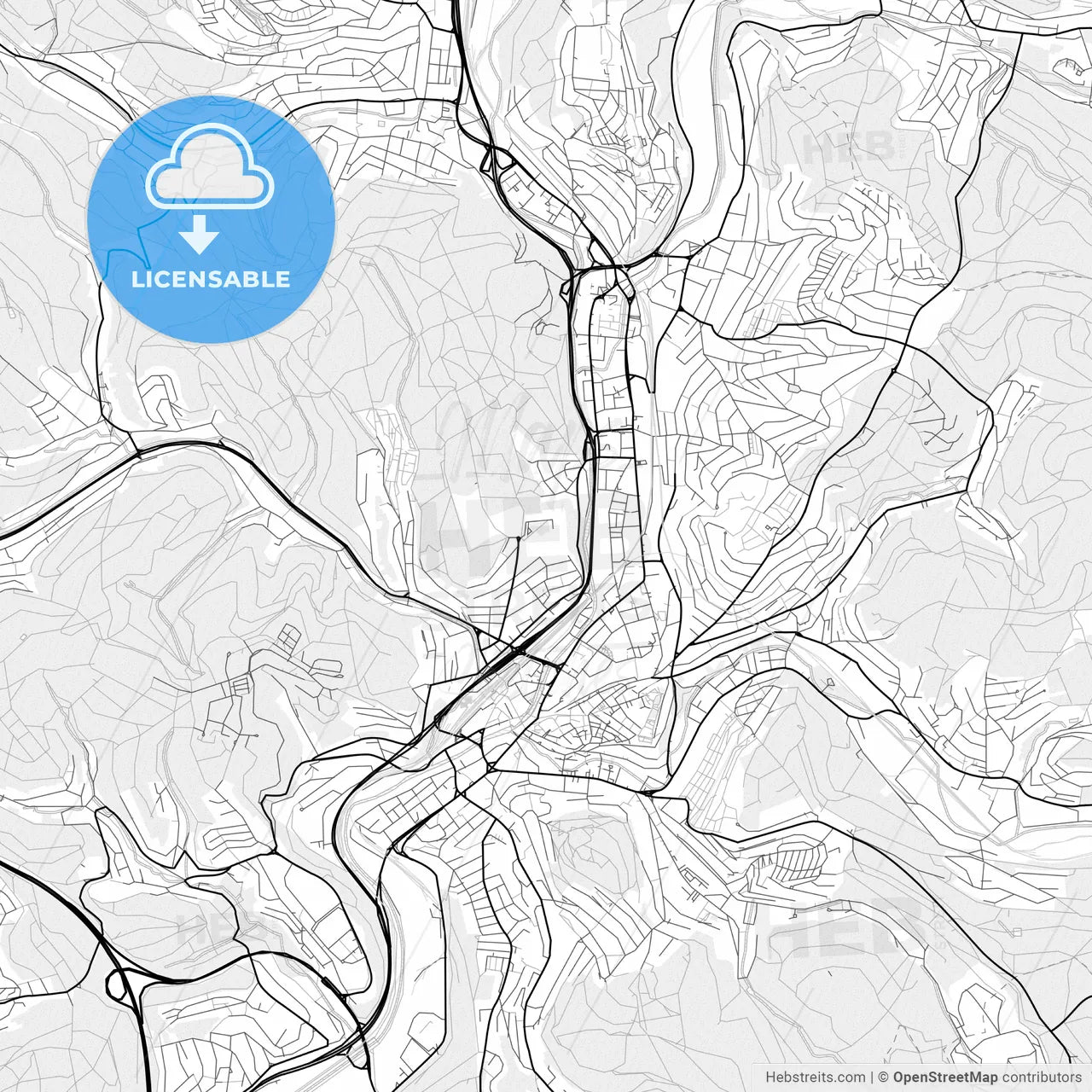 Vector PDF map of Siegen, Germany