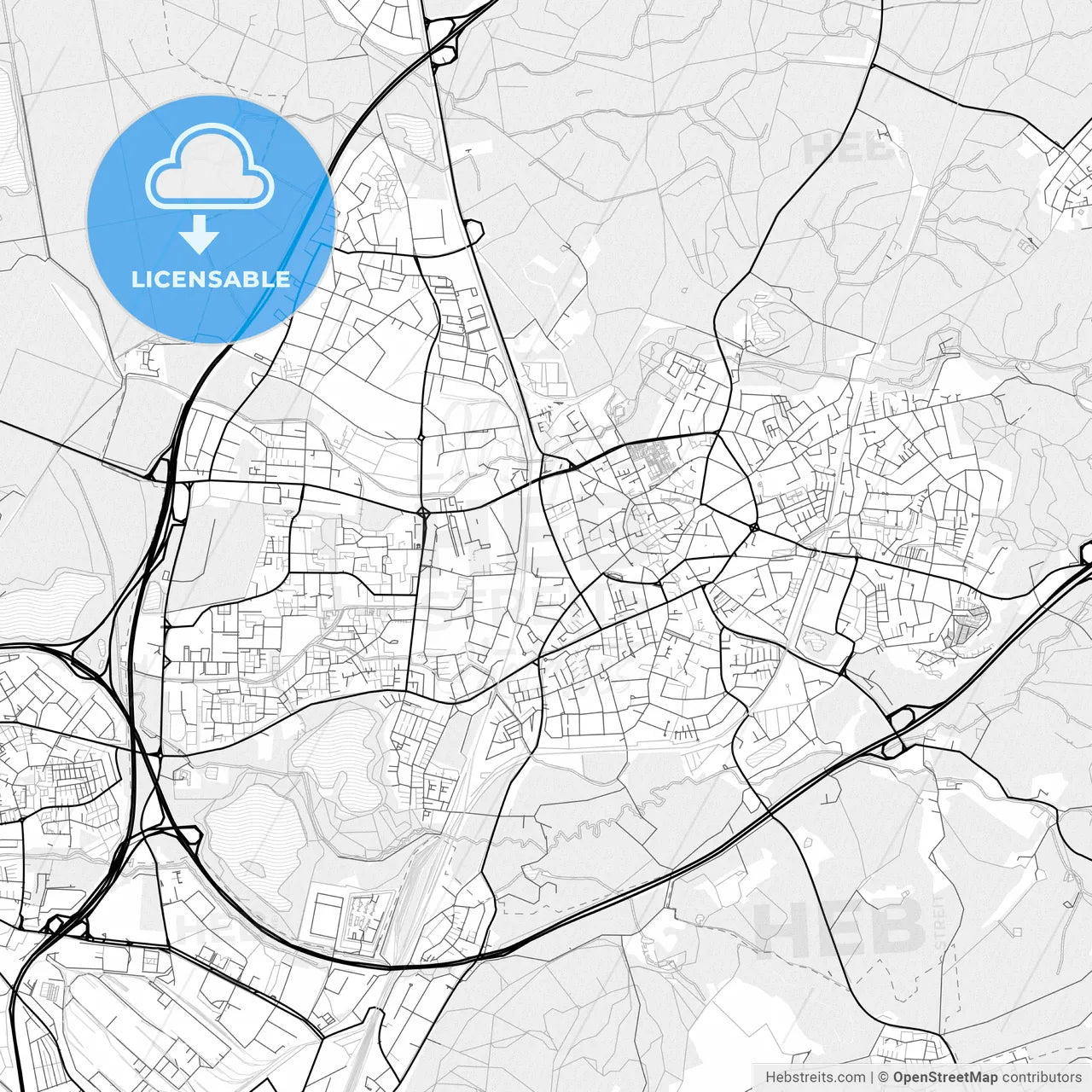 Vector PDF map of Ratingen, Germany