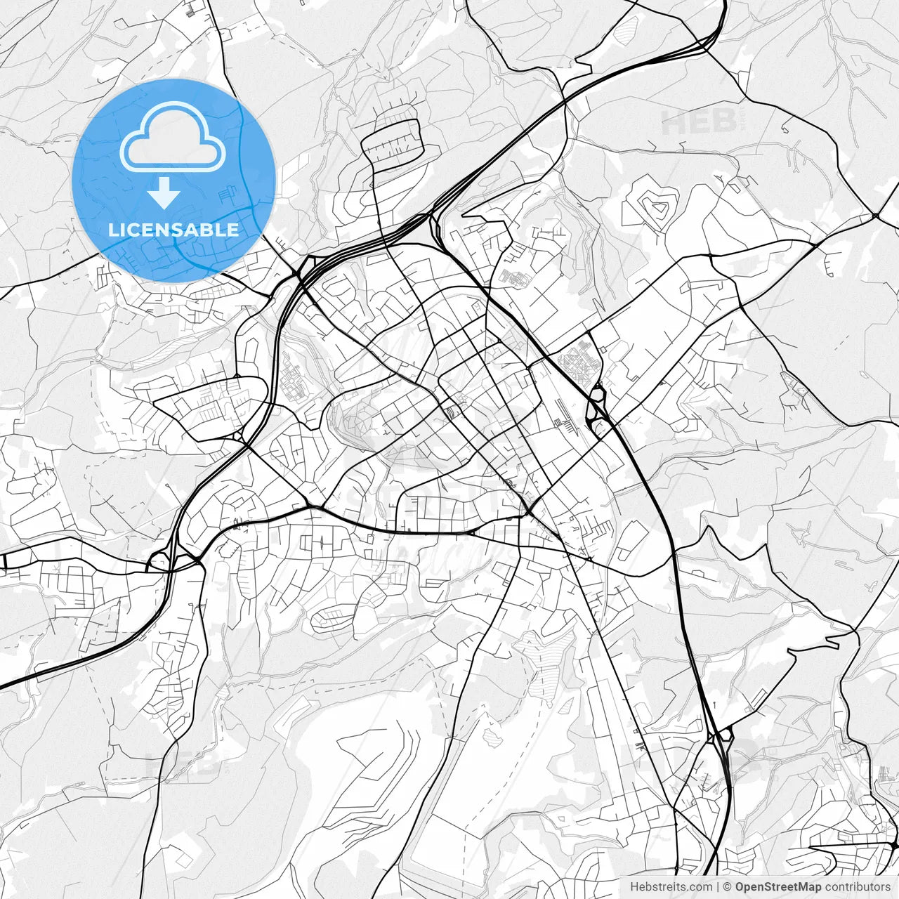Vector PDF map of Velbert, Germany