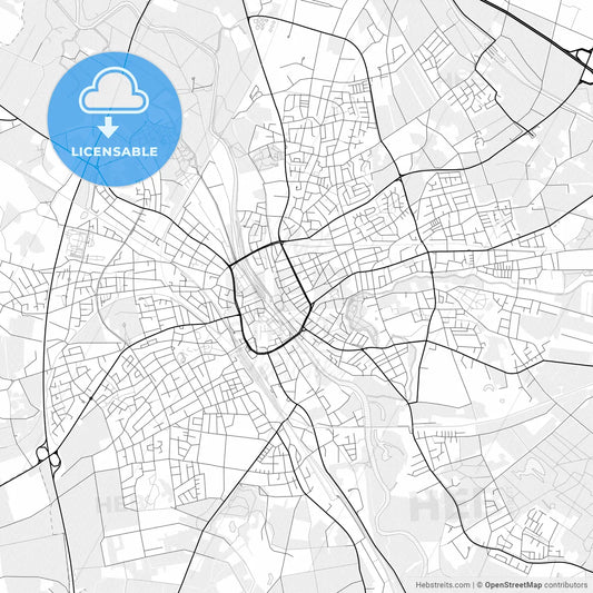Vector PDF map of Rheine, Germany