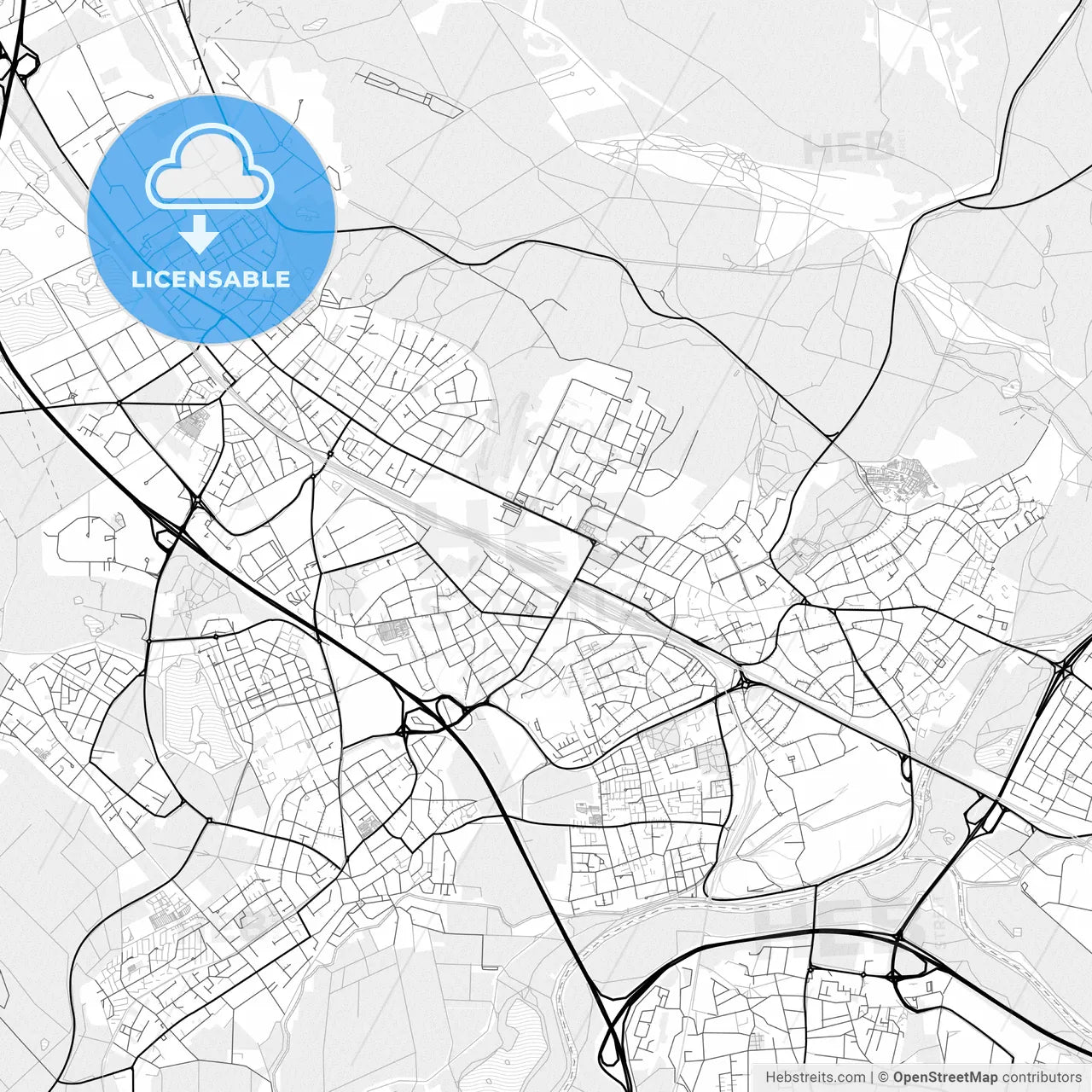 Vector PDF map of Troisdorf, Germany