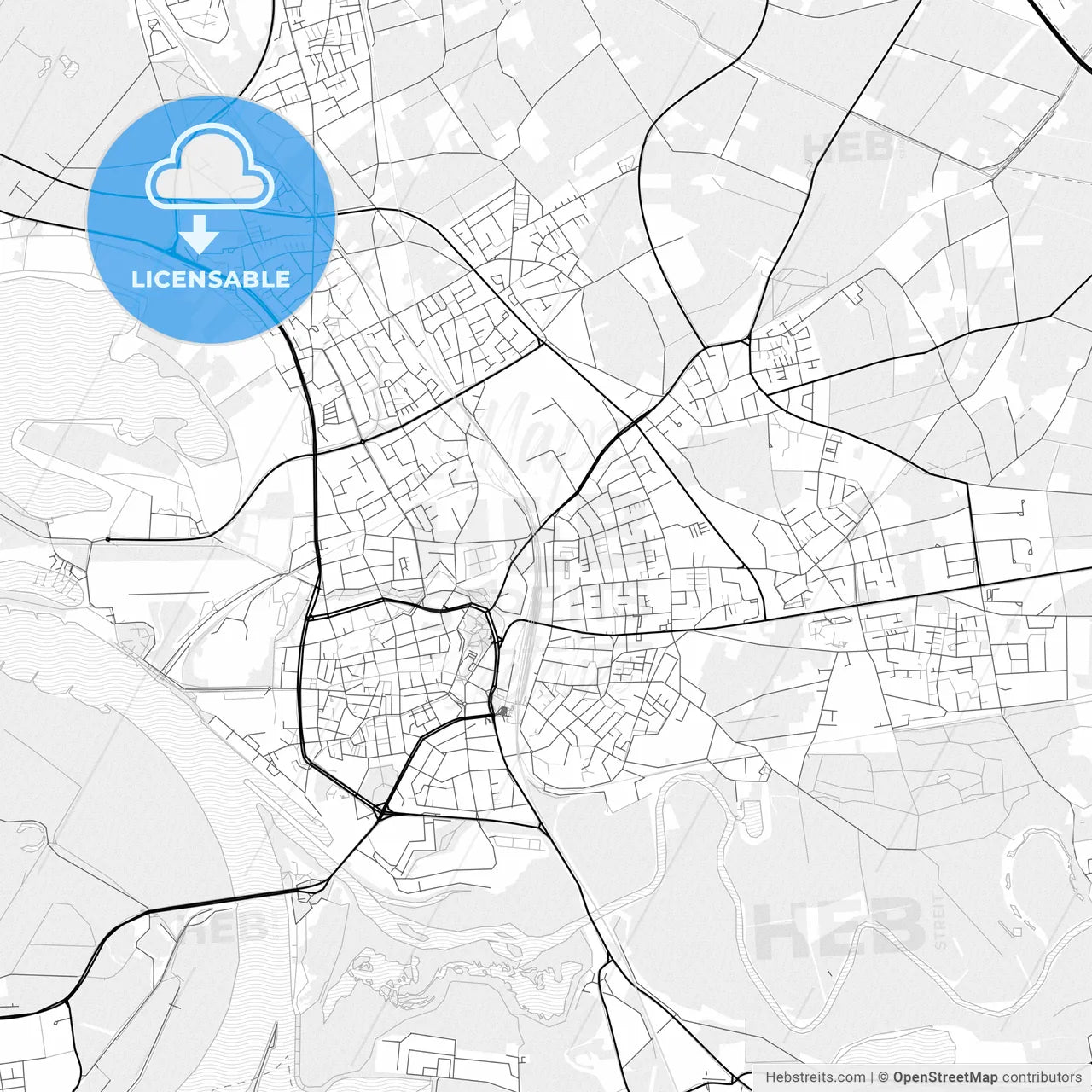 Vector PDF map of Wesel, Germany