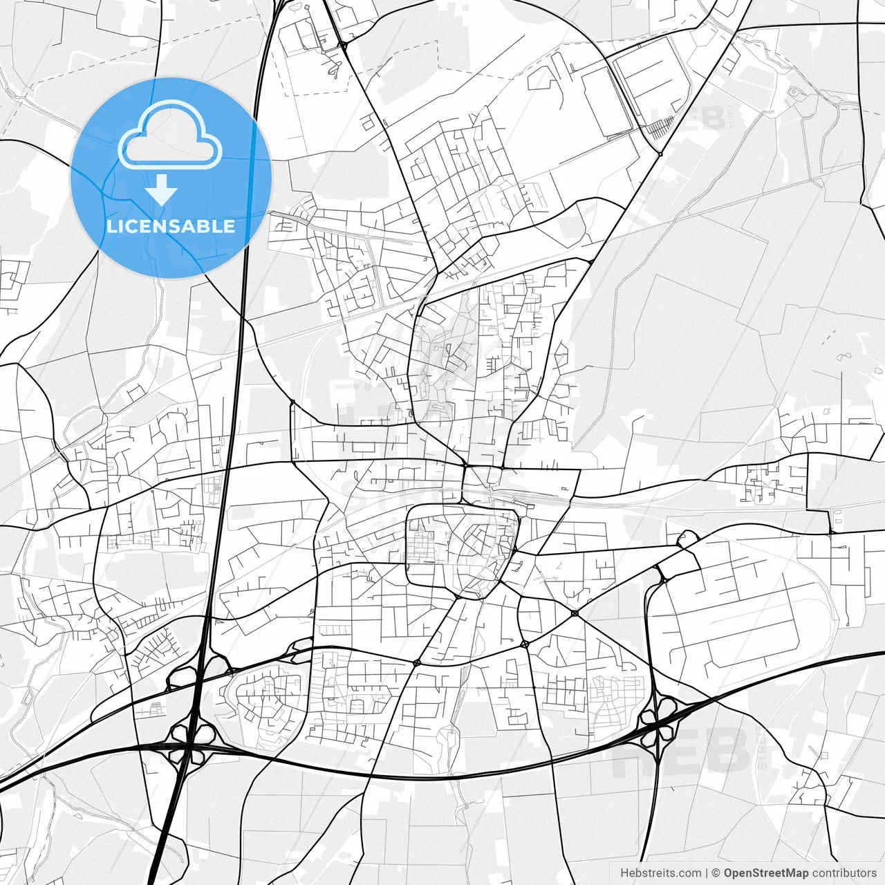 Vector PDF map of Unna, Germany