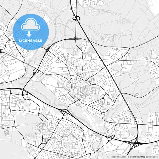 Vector PDF map of Siegburg, Germany