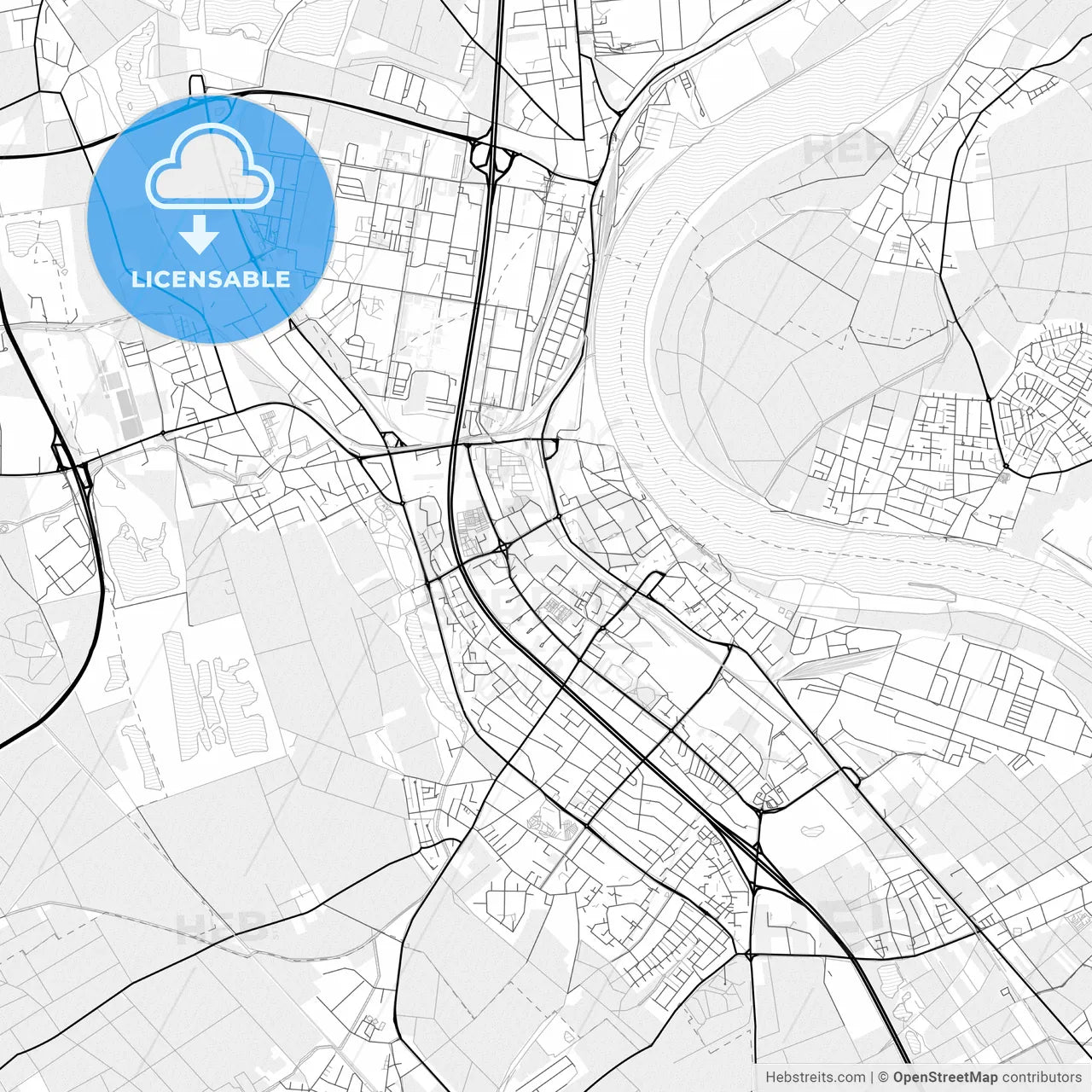 Vector PDF map of Wesseling, Germany