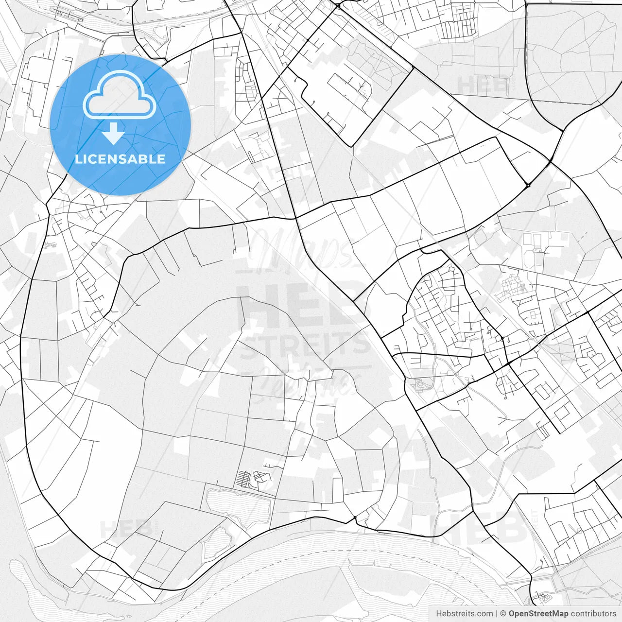 Vector PDF map of Voerde (Niederrhein), Germany