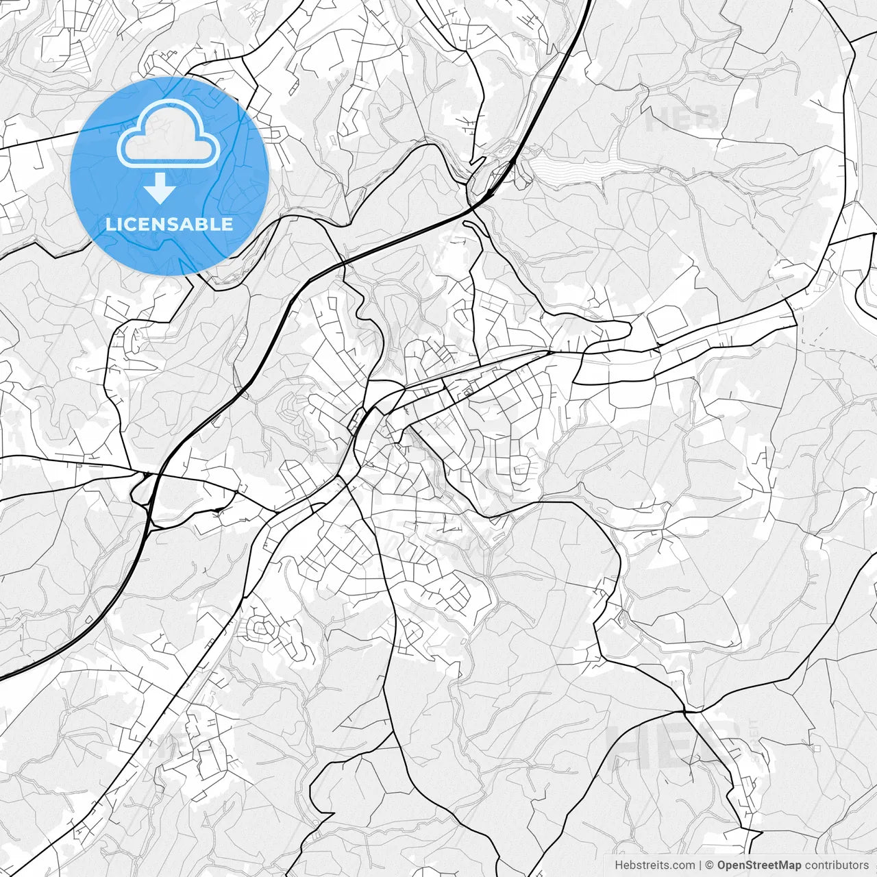 Vector PDF map of Wermelskirchen, Germany