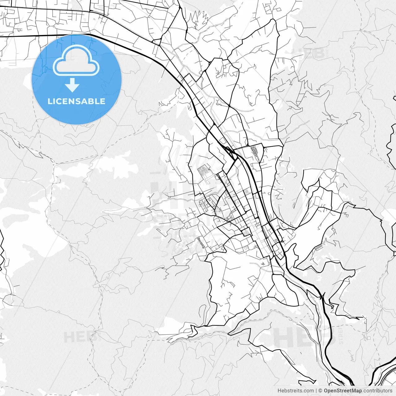 Vector PDF map of Cava de Tirreni, Italy