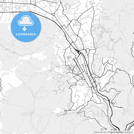 Vector PDF map of Cava de Tirreni, Italy