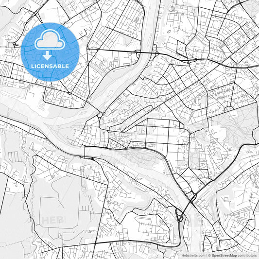 Vector PDF map of Kaunas, Lithuania