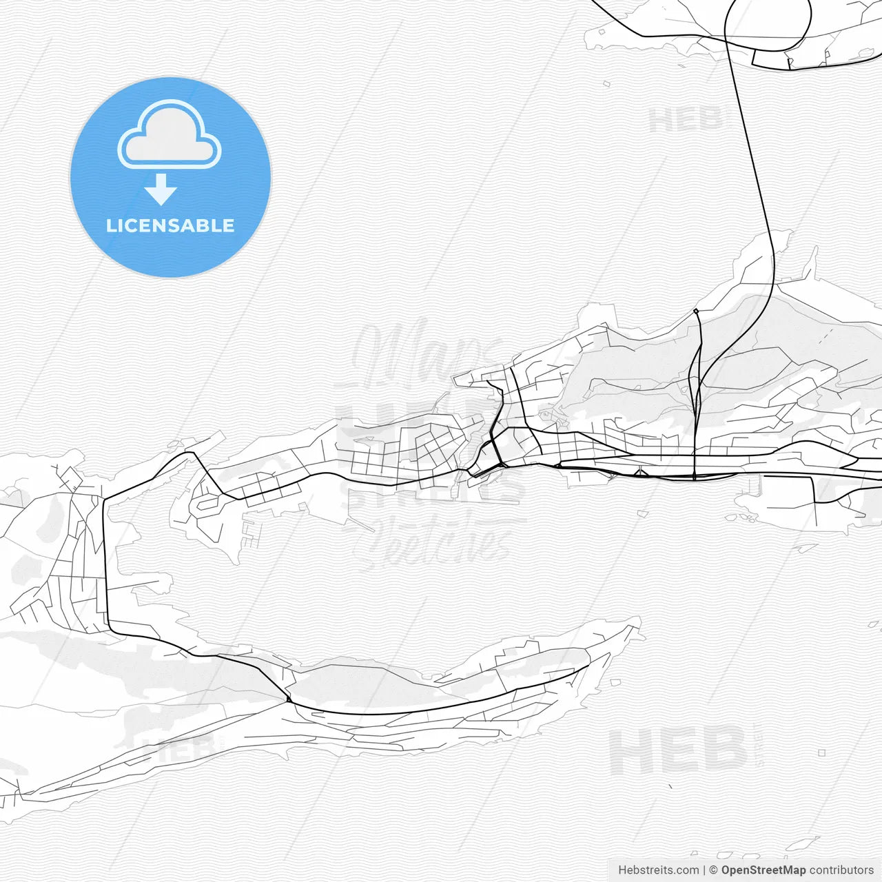 Vector PDF map of Ålesund, Norway