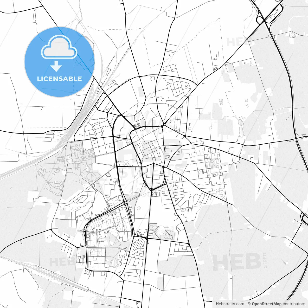 Vector PDF map of Inowrocław, Poland