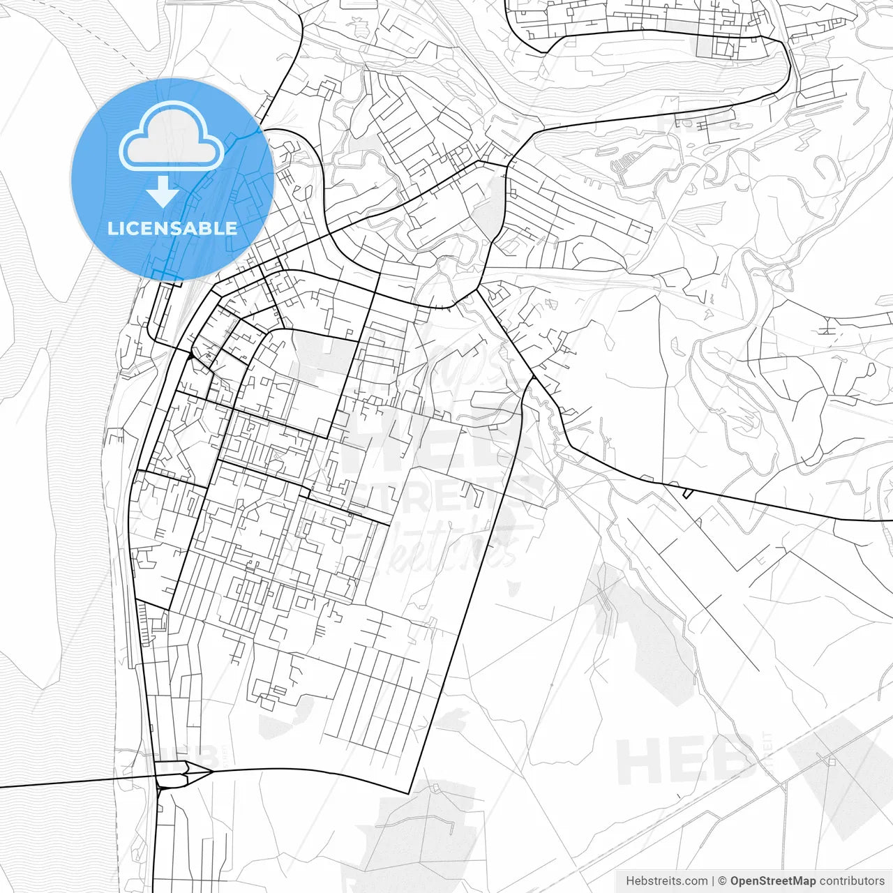 Vector PDF map of Kotlas, Russia