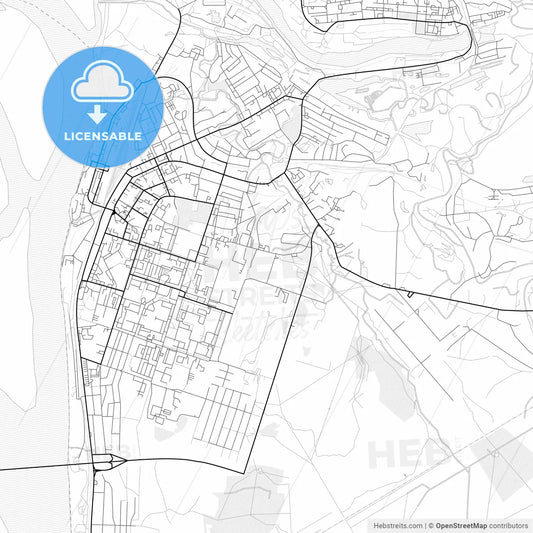 Vector PDF map of Kotlas, Russia