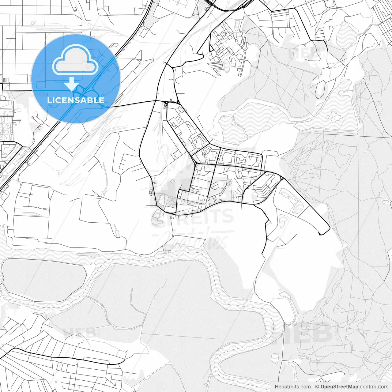 Vector PDF map of Dzerzhinsky, Russia