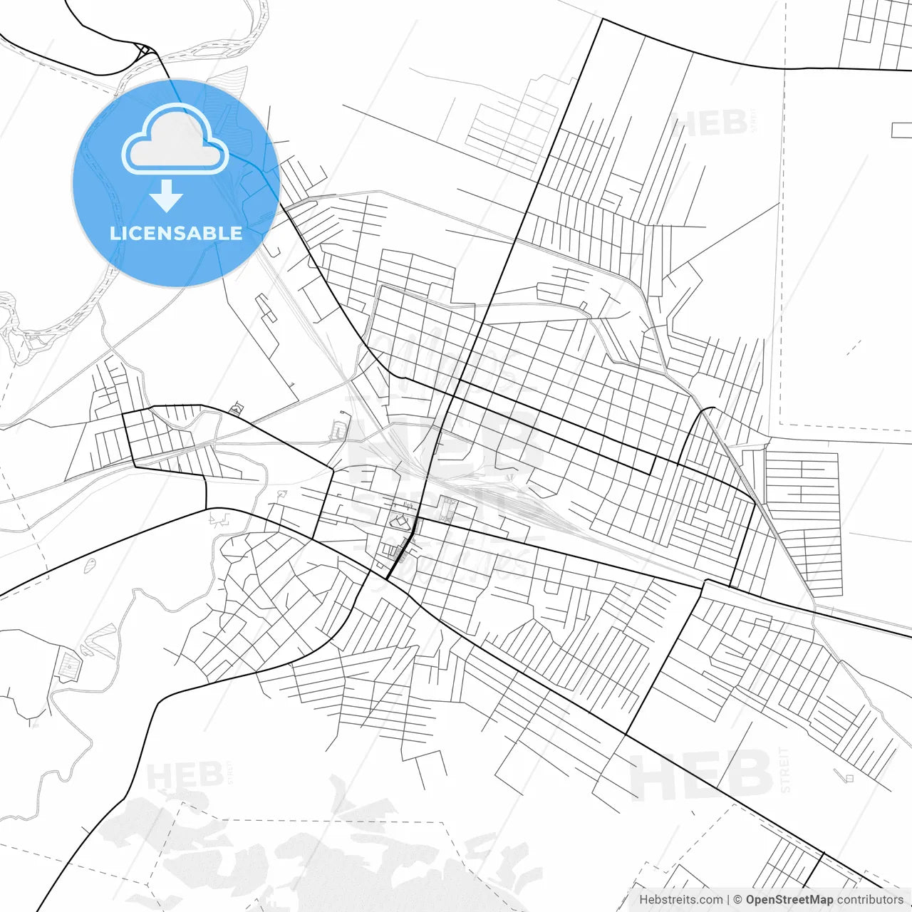 Vector PDF map of Gudermes, Russia