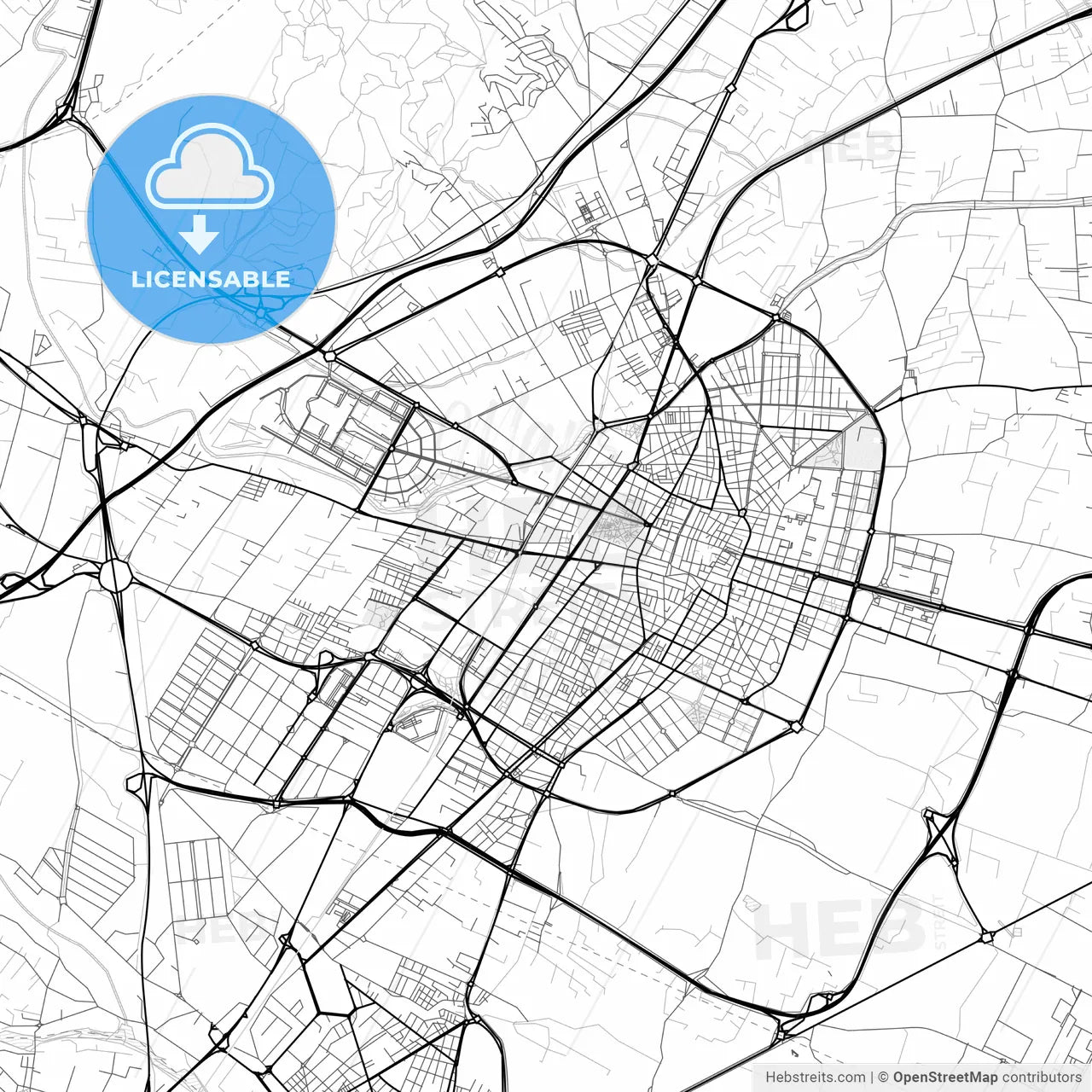Vector PDF map of Castelló de la Plana, Spain