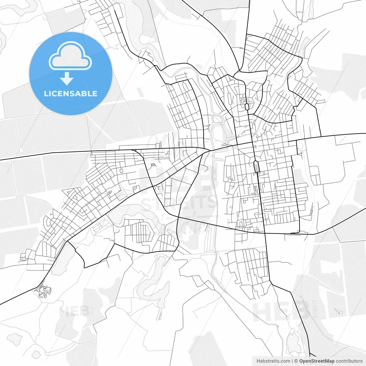 Vector PDF map of Oleksandriia, Ukraine
