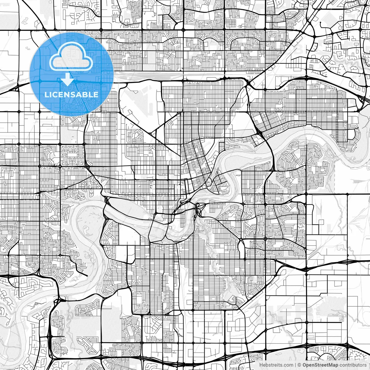 Vector PDF map of Edmonton, Canada