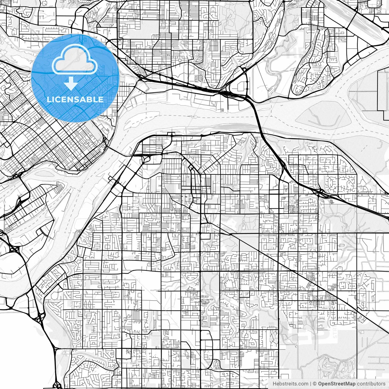 Vector PDF map of Surrey, Canada