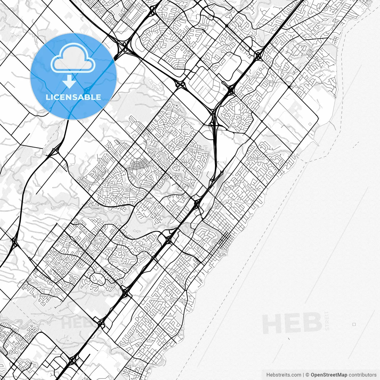 Vector PDF map of Oakville, Canada