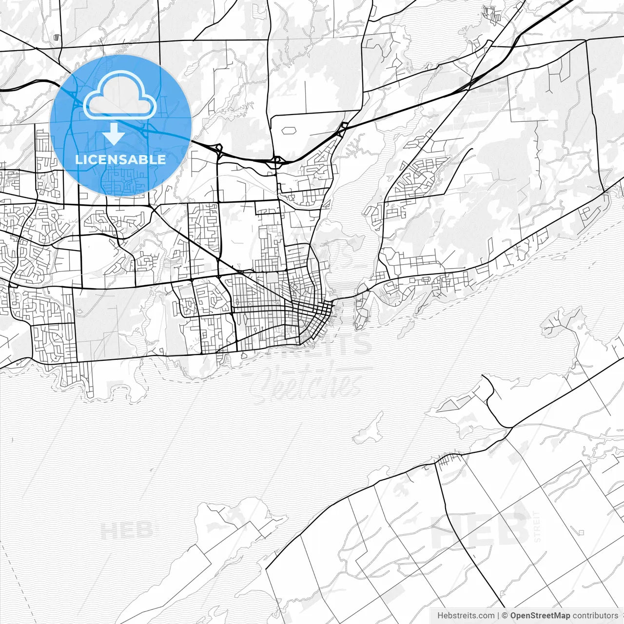 Vector PDF map of Kingston, Canada