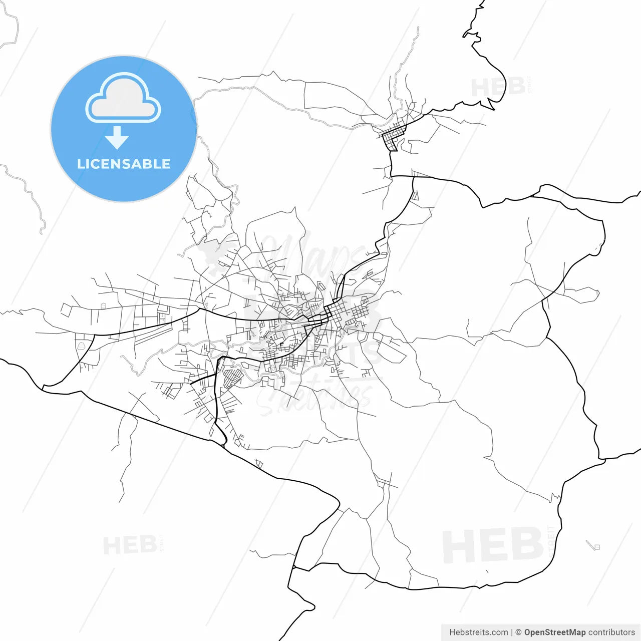 Vector PDF map of Huehuetenango, Guatemala